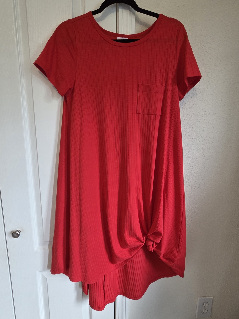 LuLaRoe Kids Bright Red Short-Sleeve Knot Hem Dress